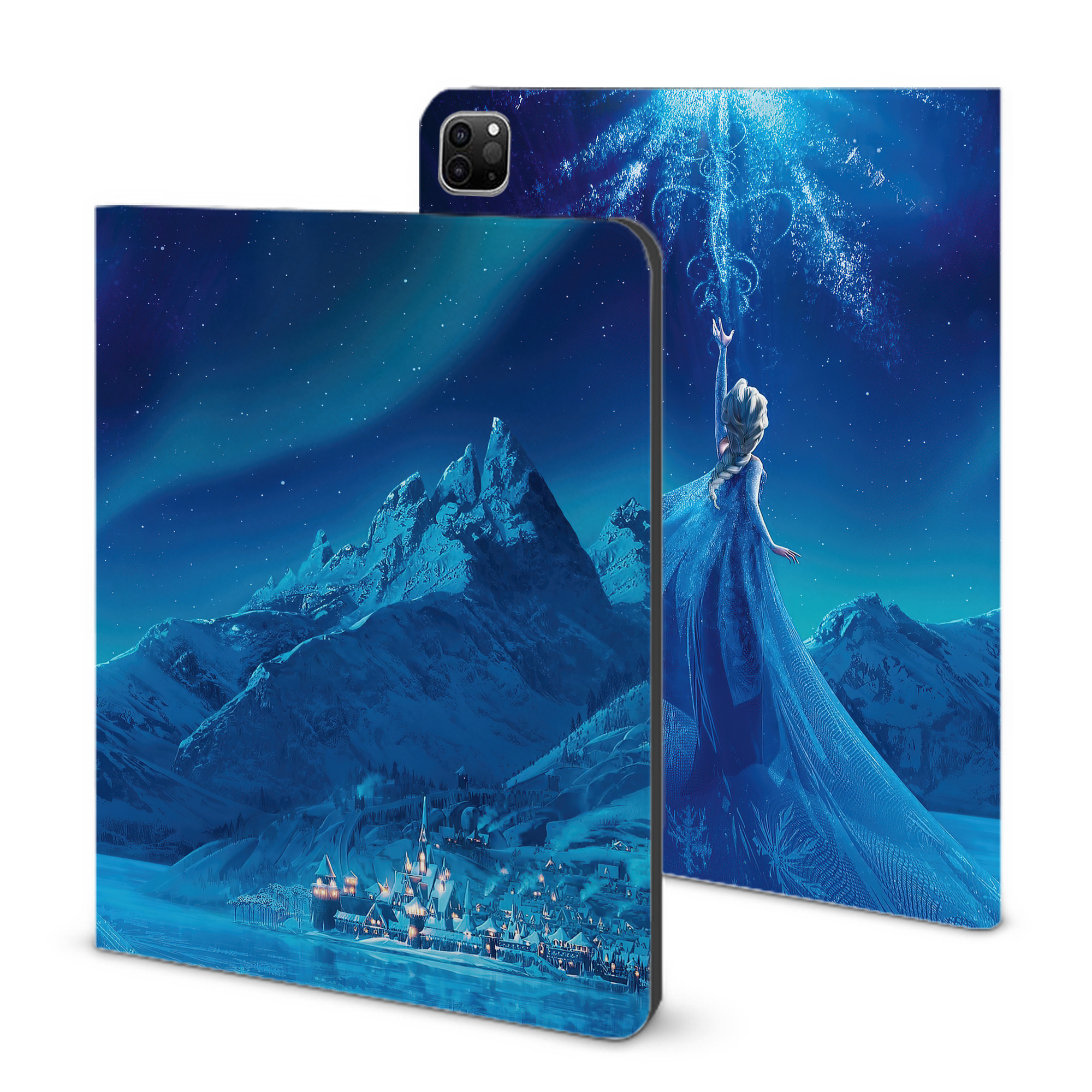 （画像用） アナと雪の女王 アンナ エルサ Frozen Anna Elsa IPad ケース ブック型 PUレザー TPU 耐衝撃 軽量 薄型 ペン収納なし 全面保護 IPad 各モデル対応